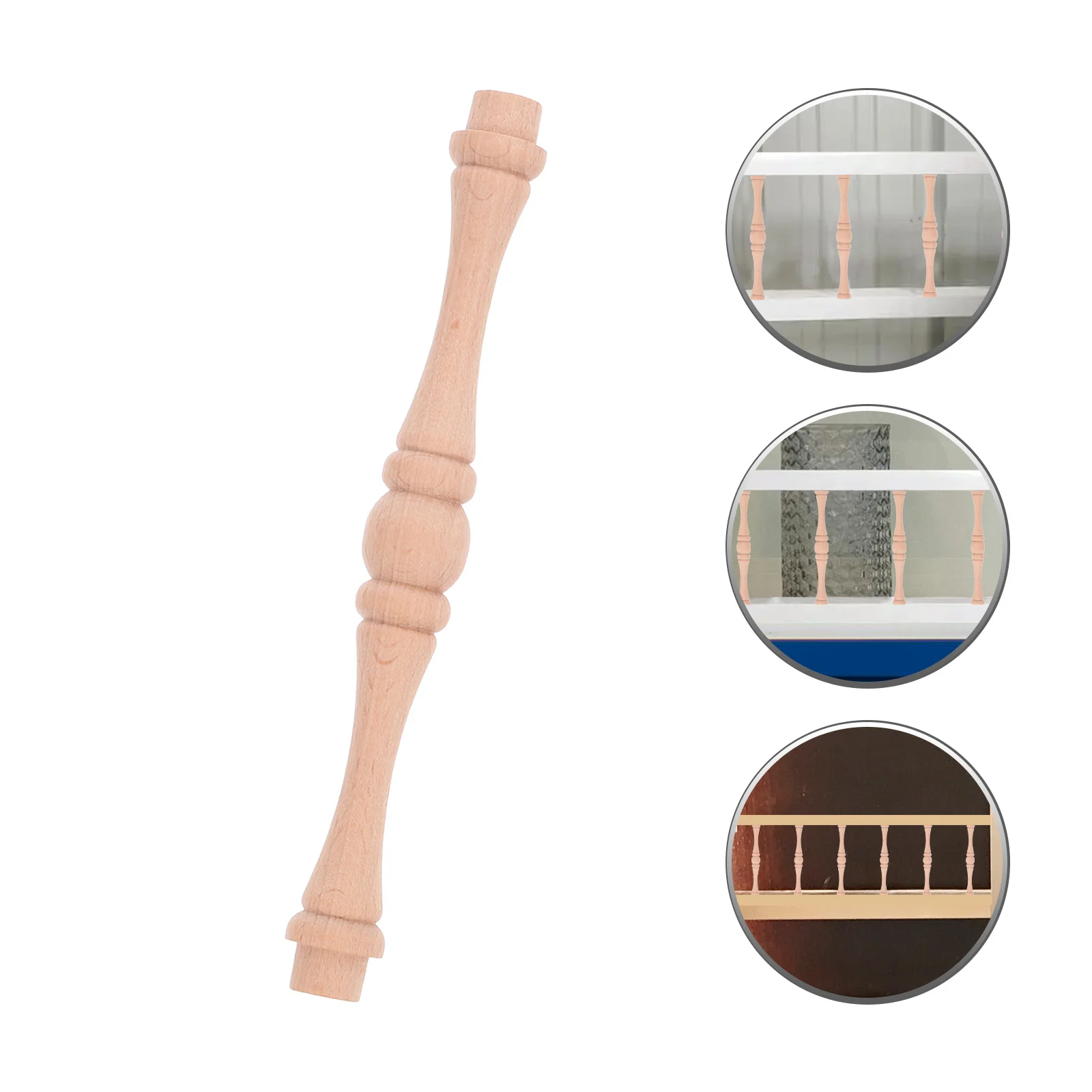 

6Pcs Wood Spindles Solid Craft Unfinished Decorative Rails for Wine Cabinet Furniture Staircase Porch Railing Indoor