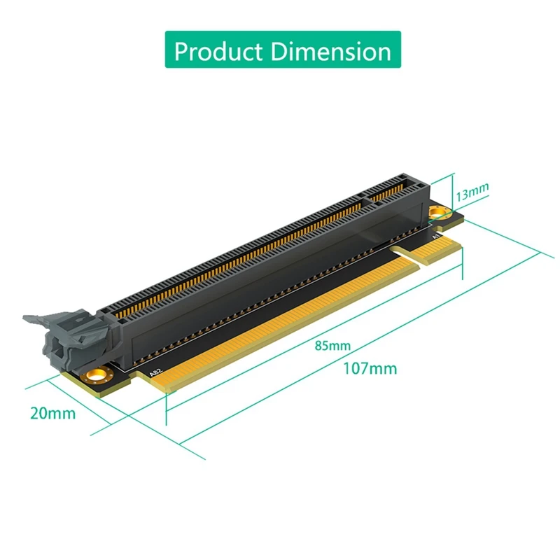 PCI-E 16X 3.0 90 Degree Reverse Male To Female Riser Card Add On Card For 1U Server (Installation Direction Towards CPU)