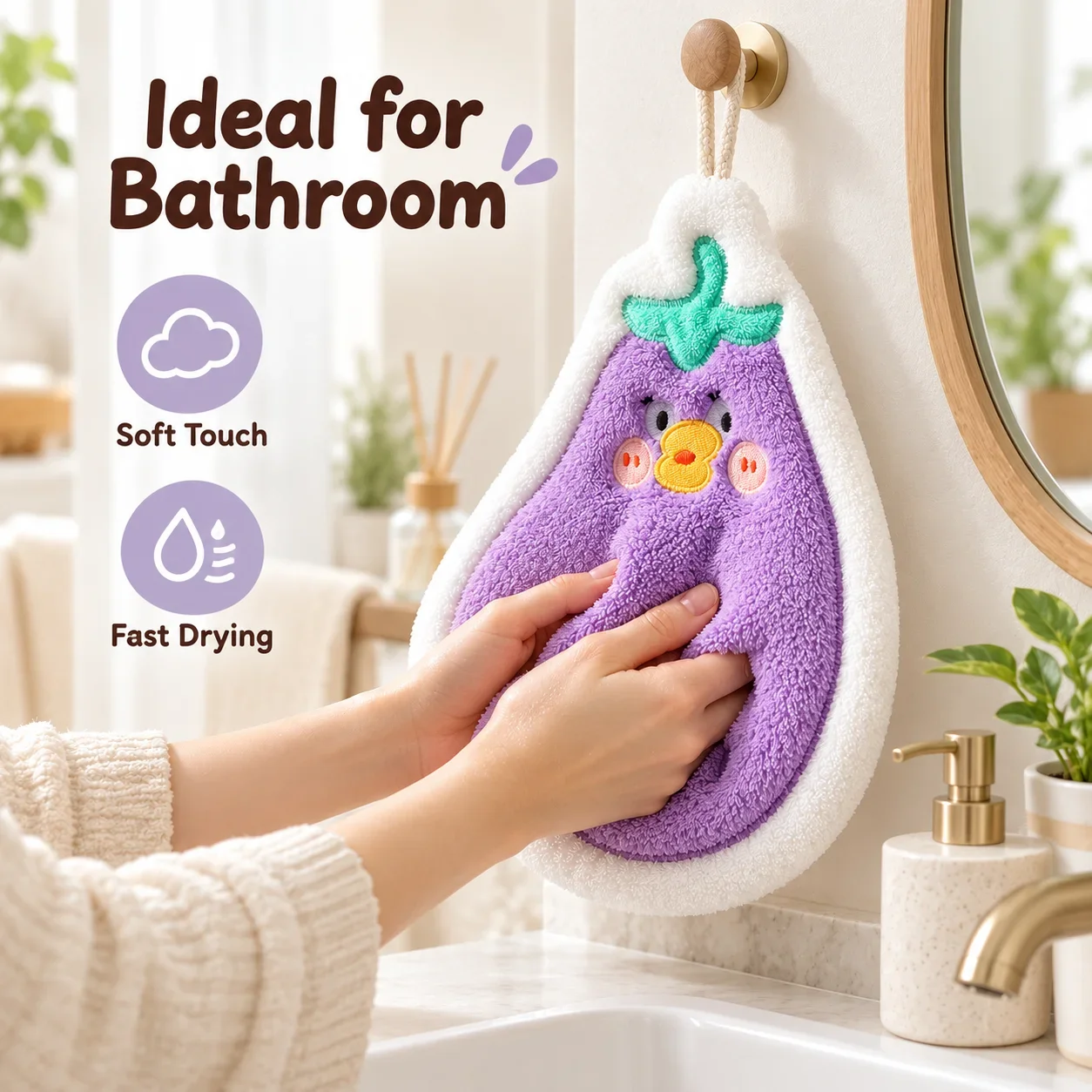 Penguin Shaped Thickened Hand Towel, Coral Fleece Dual-Use Towel, Absorbent Quick-Dry Lint-Free Cloth