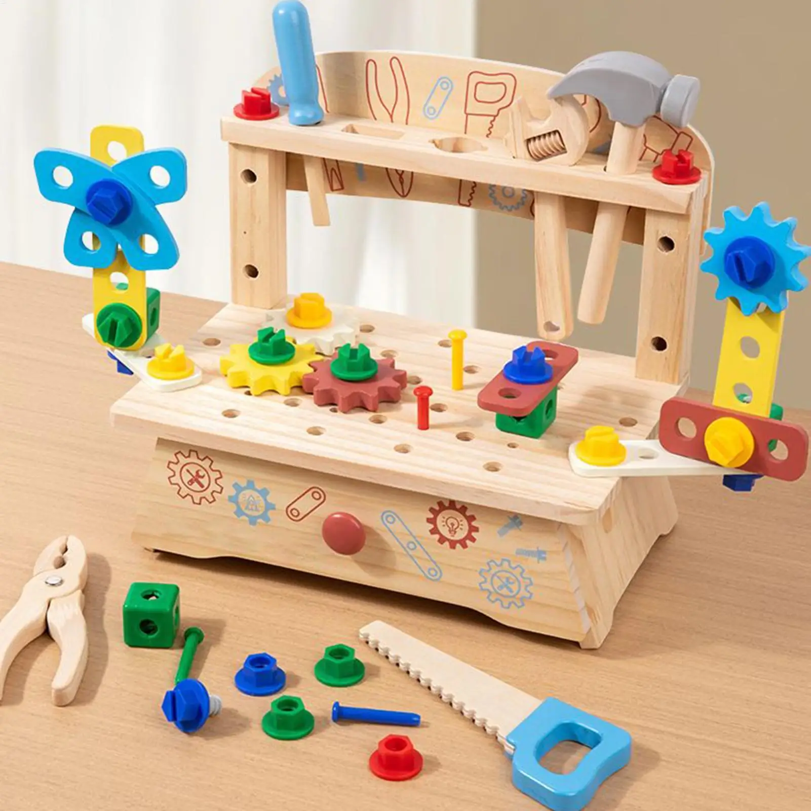 ชุดเครื่องมือเด็ก ชุดเครื่องมือน็อตและสลักเกลียวสำหรับเด็ก ของเล่นเสริมพัฒนาการสำหรับเด็กก่อนวัยเรียน เด็กชาย เด็กหญิง ของขวัญวันหยุด วันเกิด