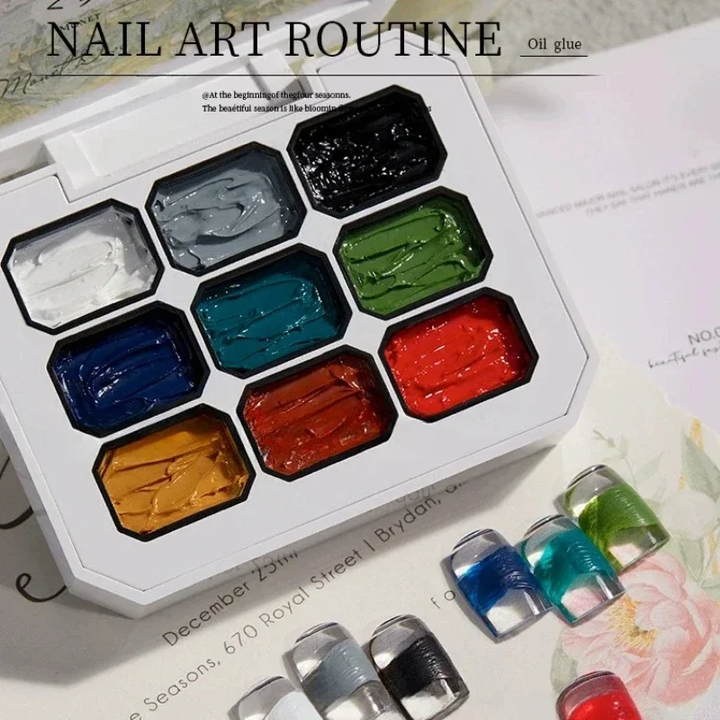 Manicure Nail Cream Gel Set with 3D Texture Painting Varnish Sculpture Carving Art Gel Brushes Tools