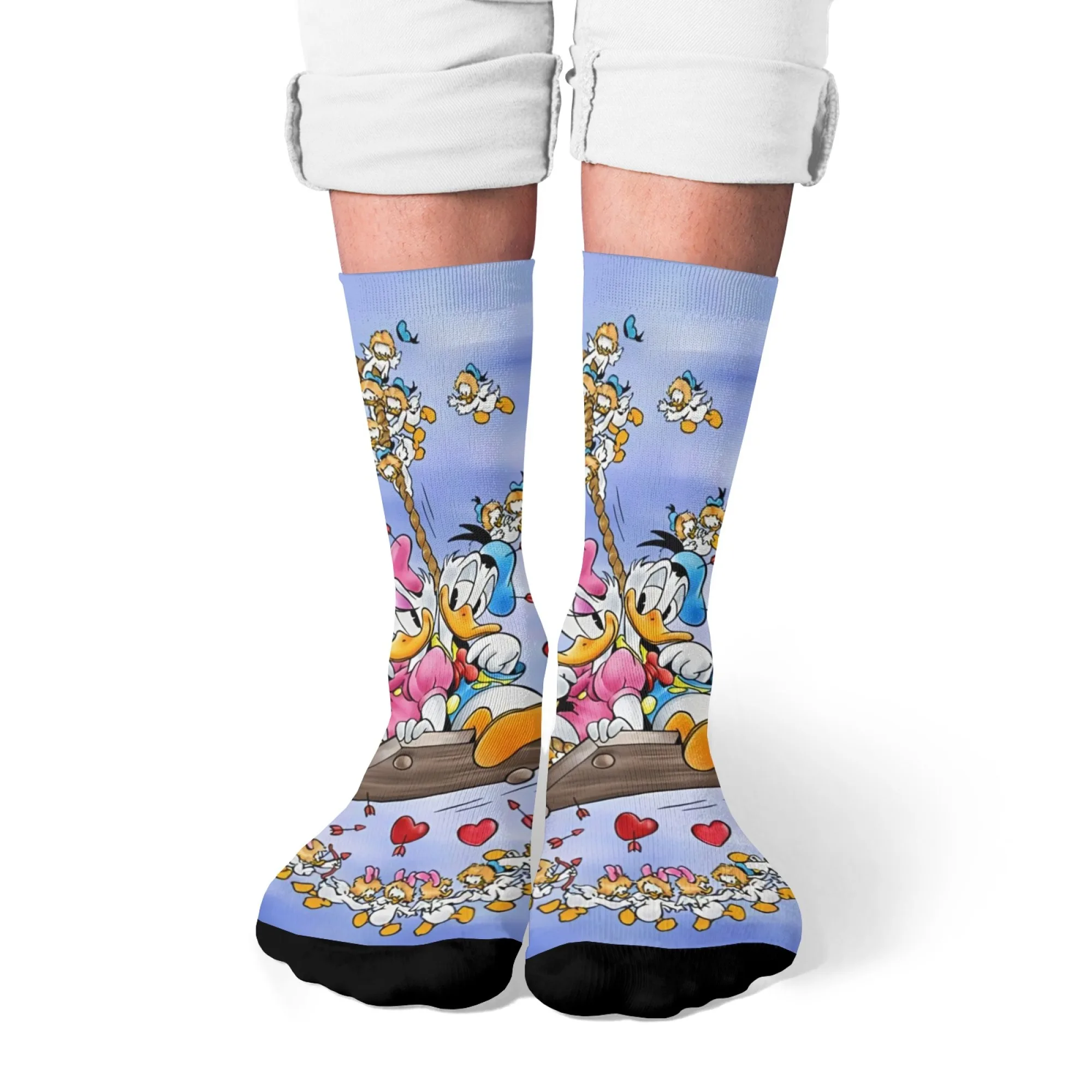 

Повседневные мужские носки на тему Дональда Дака и Дейзи, удобные дышащие нескользящие носки, новинка, трендовые носки в стиле Харадзюку в стиле ретро