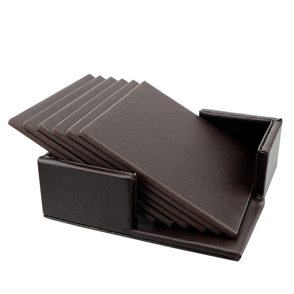 PU Leather Anti-Slip Heat Insulated Table Placemats Marble Coaster Drink Coffee Cup Mat Tea Pad Placemats 6PCS Creative