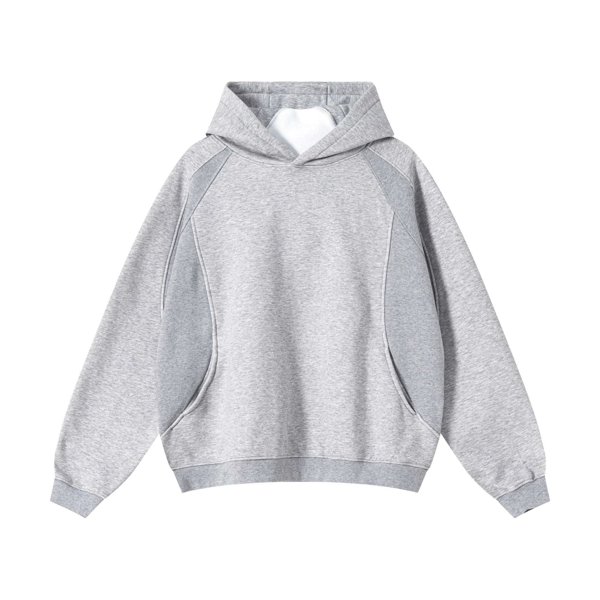 

2025 Autumn Winter American Curved Colorblock Fleece Hoodie Men Streetwear Pullover Hoodies Long Sleeve with Pocket Oversized