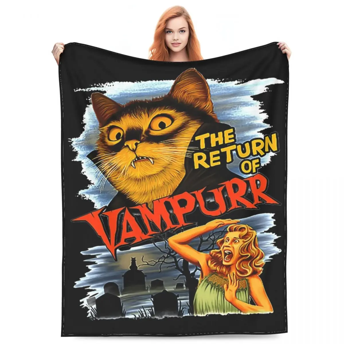 

Cat The Return Of Vampurr Merchandise Blanket Flannel Bedding Horror Throw Blanket Comfortable Ultra-Soft for Car Bedspread