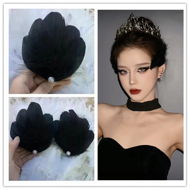 1pc White Swan Feather Hairpin Forest Fairy Hair Accessories Plush Accessory Edge Clip Holiday Party Hair Accessories