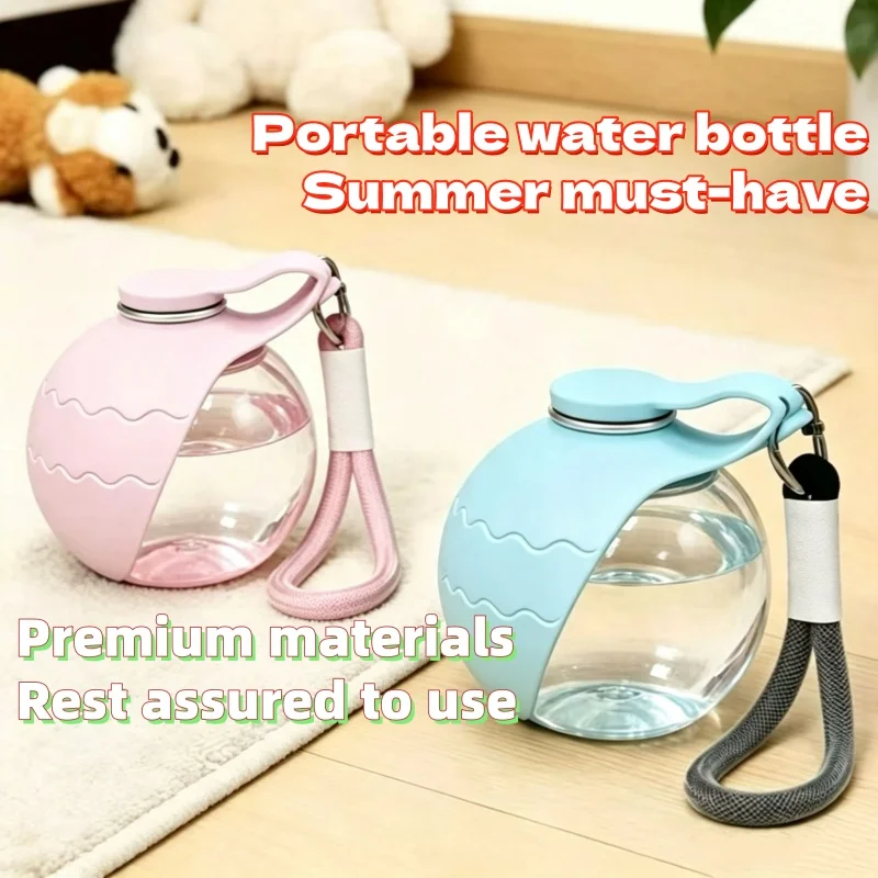 Compact Foldable Pet Drinking Bottle Leak Proof With Lanyard Lightweight Travel Water Dispenser For Dogs Cats Outdoor Use
