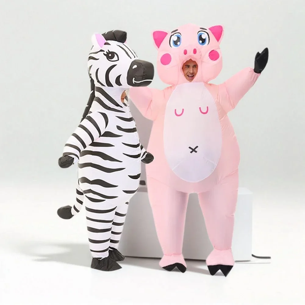 Funny Inflatable Pink Pig Zebra Koala Inflatable Costume Halloween Annual Carnival Party Adult Role Playing Costume Props