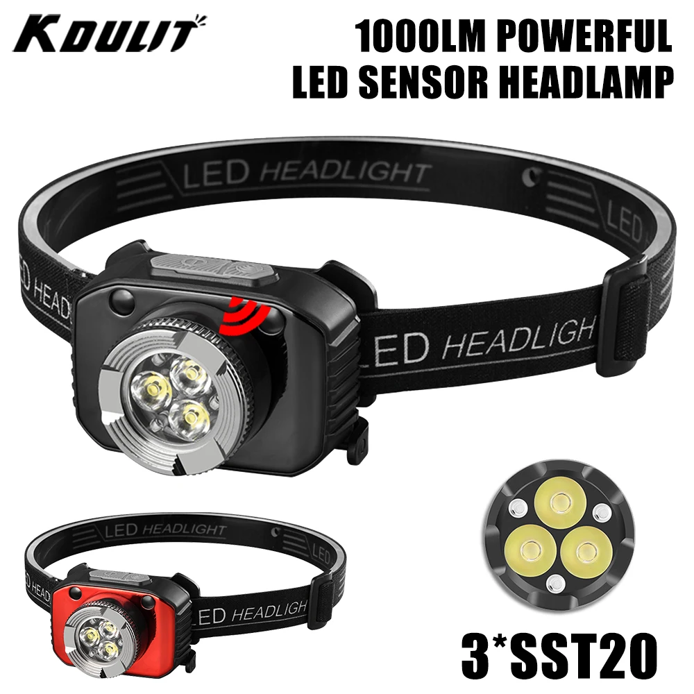 Powerful Mini LED Sensor Headlamp Rechargeable Head Flashlight Built in Battery Headlight Led Head Torch Camping Fishing Lantern