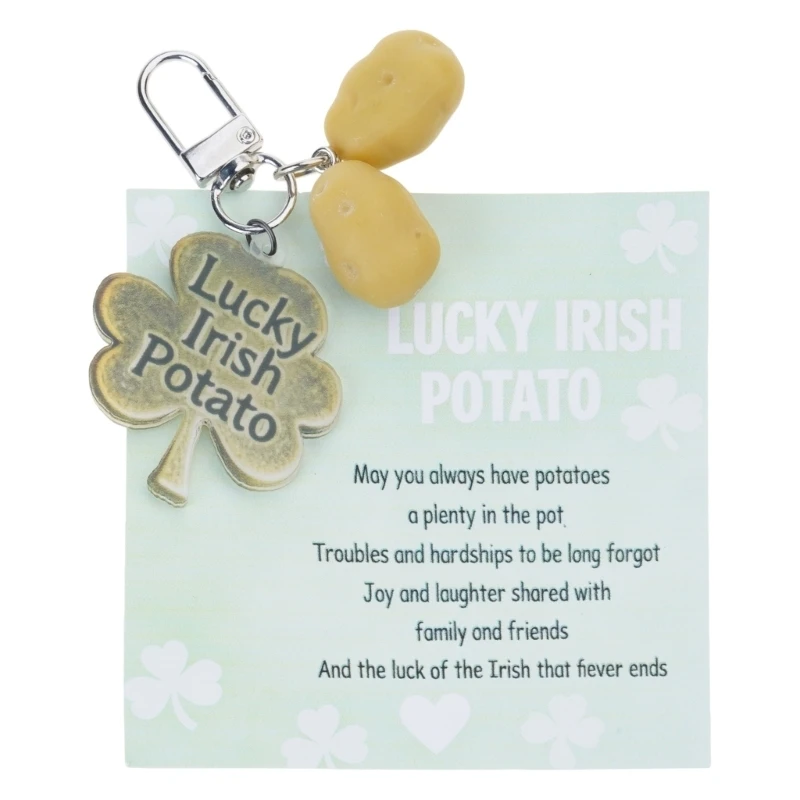 R7UF Irish Potato Luck Keychain Alloy Bag Backpack Hanging Charm Pendant with Traditional Culture & Playful Design