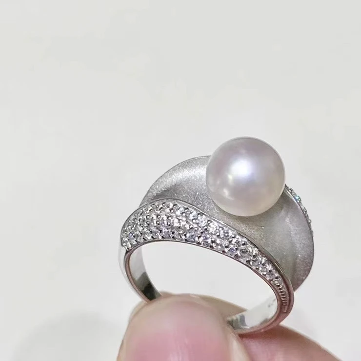 

925 Sterling Silver Adjustable Ring Mount Settings Findings Mountings Accessory Parts for 8-9mm Pearls 5pcs/lot