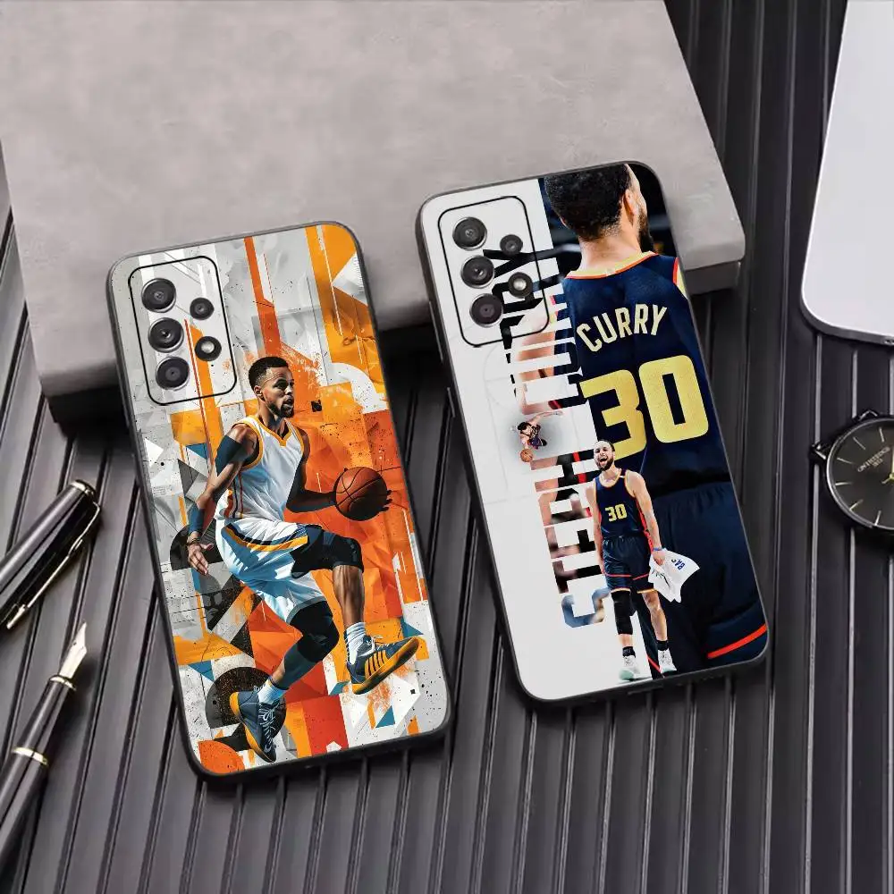Basketball Superstar S-Stephen Curry Phone Case For Samsung S25,S24,S21,S22,S23,S30,Ultra,S20,Plus,Fe,Lite,Note,10,Black Cover