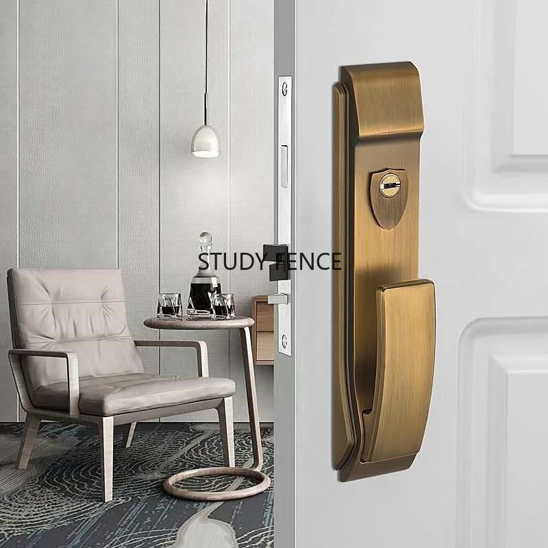 

1 Set of European Silent Door Lock Set Bedroom Zinc Alloy Door Lock Room Sliding Lock Used for New Door Installation with A Key