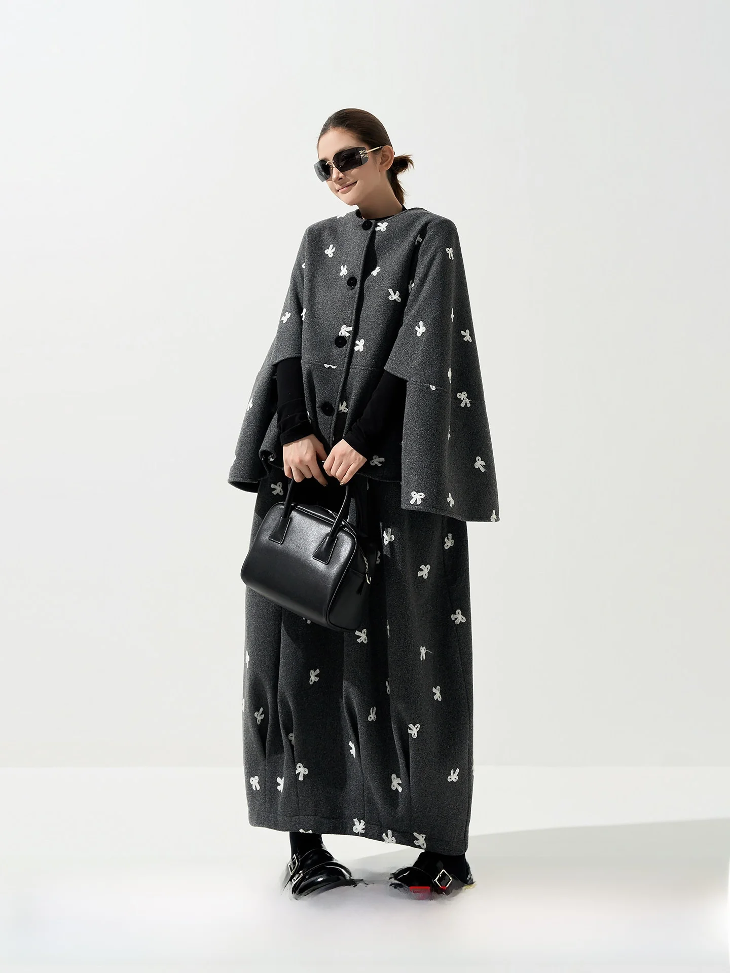 

Loose Batwing Sve Cloak Coat Women's Autumn Winter Korean Sle Lazy Knot f Skirt Set Warm Long Sve round ...