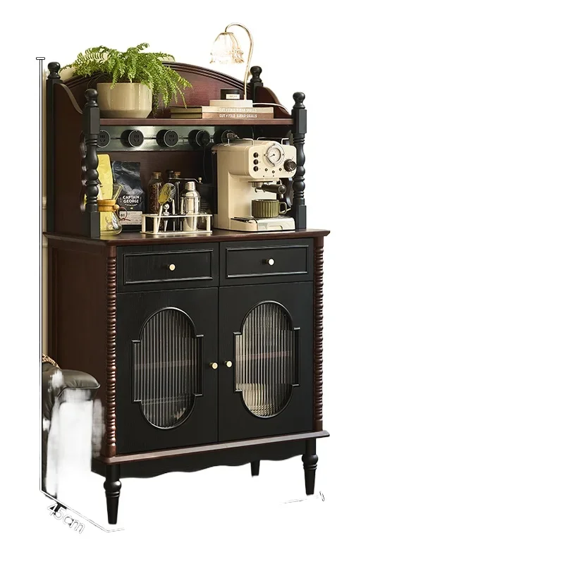 

French retro solid wood dining side cabinet, living room against the wall, American storage locker
