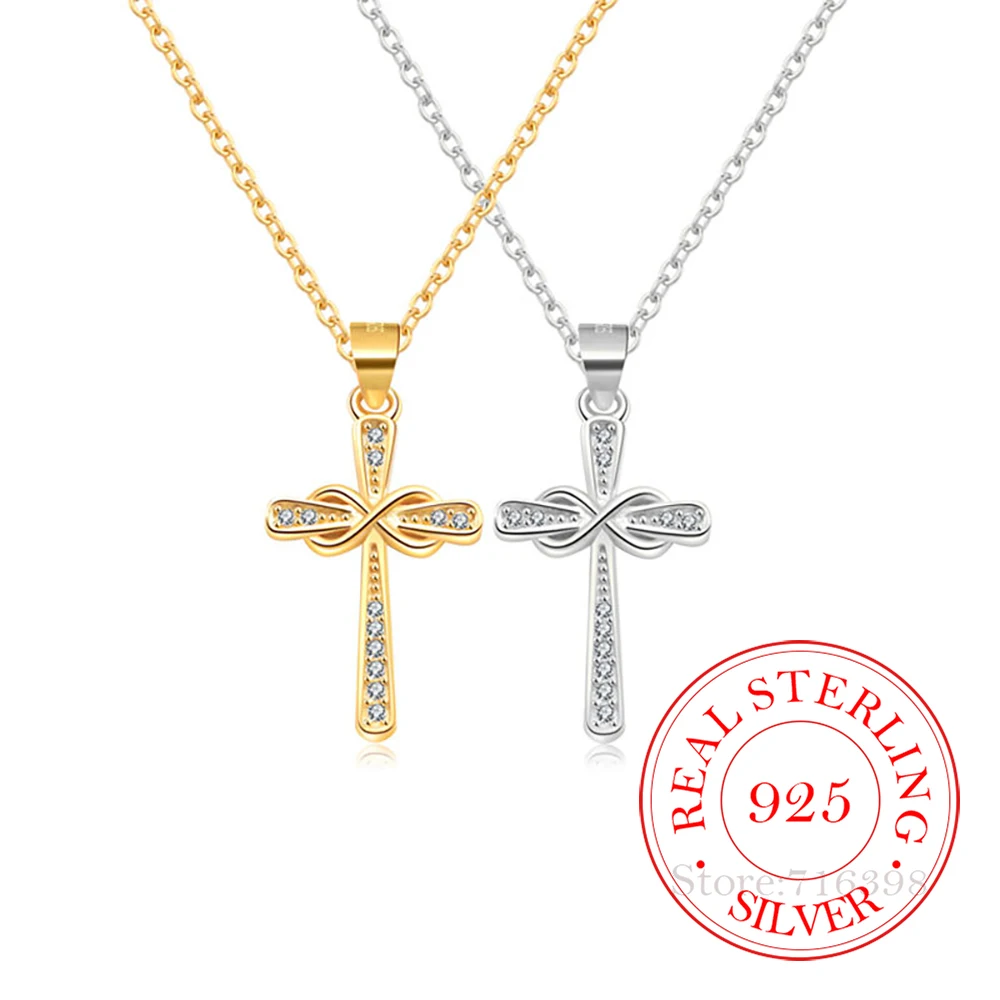 

Ювелирные изделия из стерлингового серебра 925 пробы, 8 стилей, кулон с кристаллами и крестом, ожерелье для женщин, цепочка на ключицы, ювелирное изделие для свадебной вечеринки, подарок