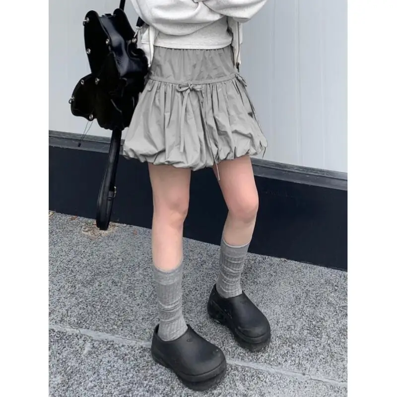 

Slim A Line Temperament Elastic High Waist Bow Skirt Jupe Women Korean Faldas Mujer Moda 2024 Short Flower Bud Skirts p1296