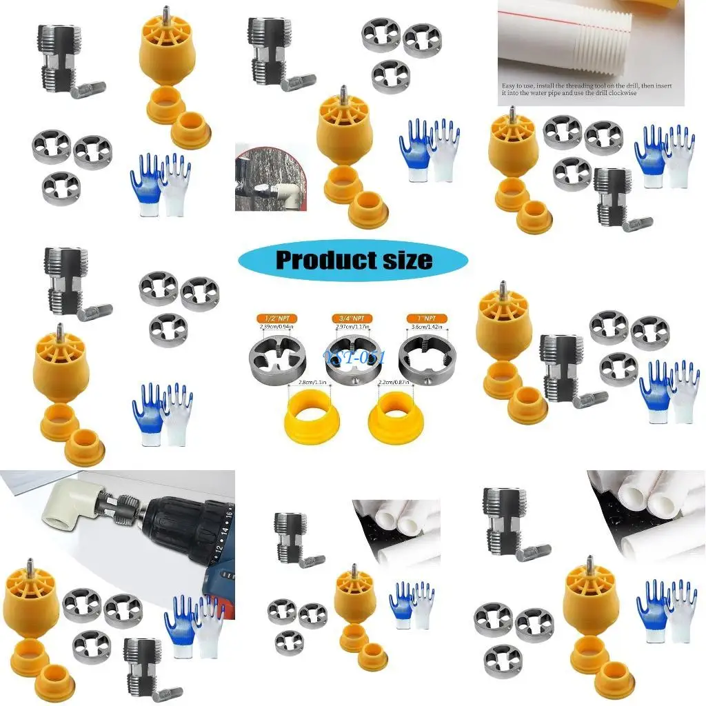 

E15A PVC Pipe Threader Die Sizes Included Threading for Electric Drill Various