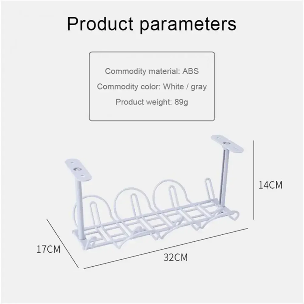 Home Office Desk Cable Organizers Under Table Wire Storage Rack Desk Bottom Shelf Outlet Holder Hanging Wire Cord Management