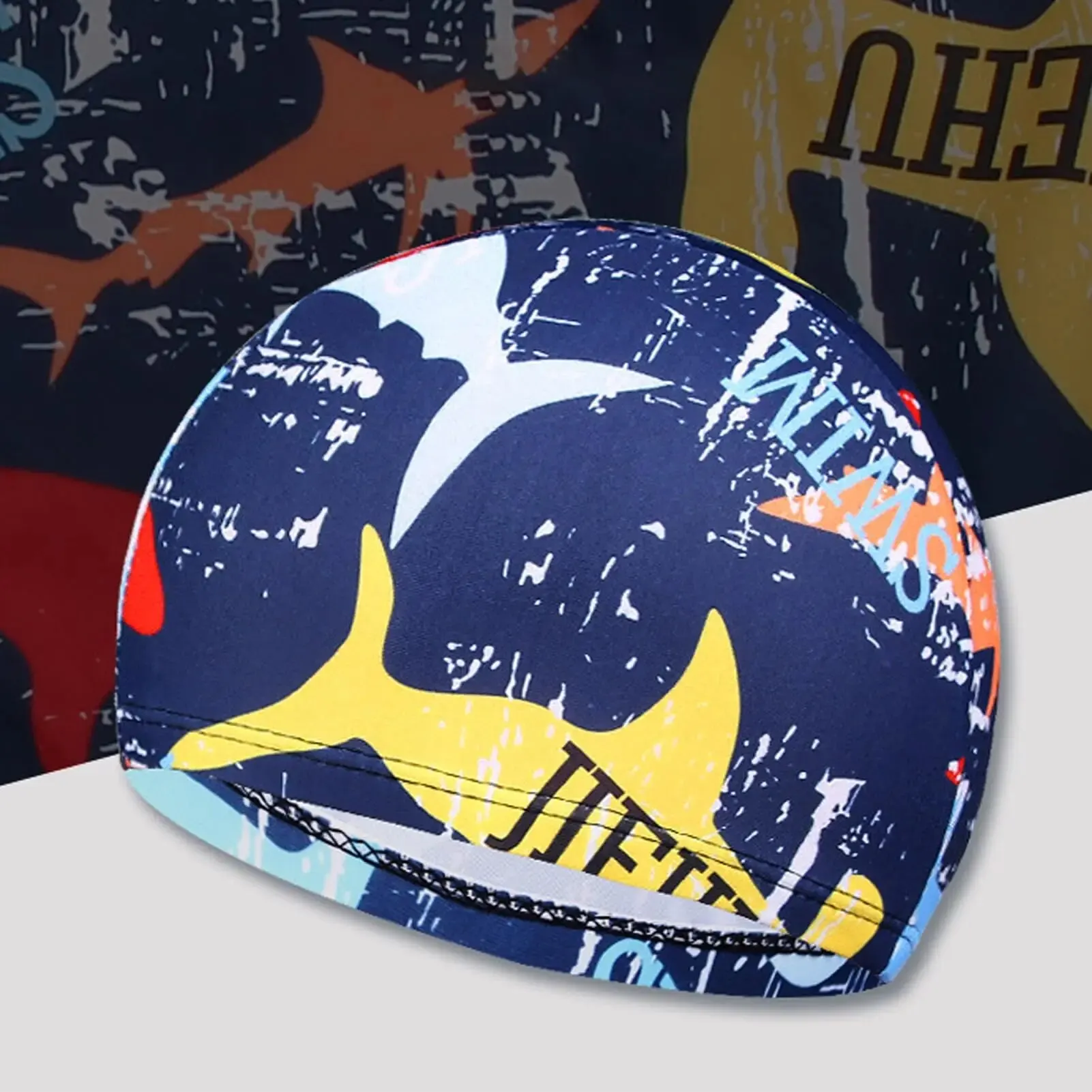 Waterproof Leaf Print Swimming Cap with Ear Protection and Non-Slip Design for Adults - Perfect for Pool, Beach, and Summer Fun