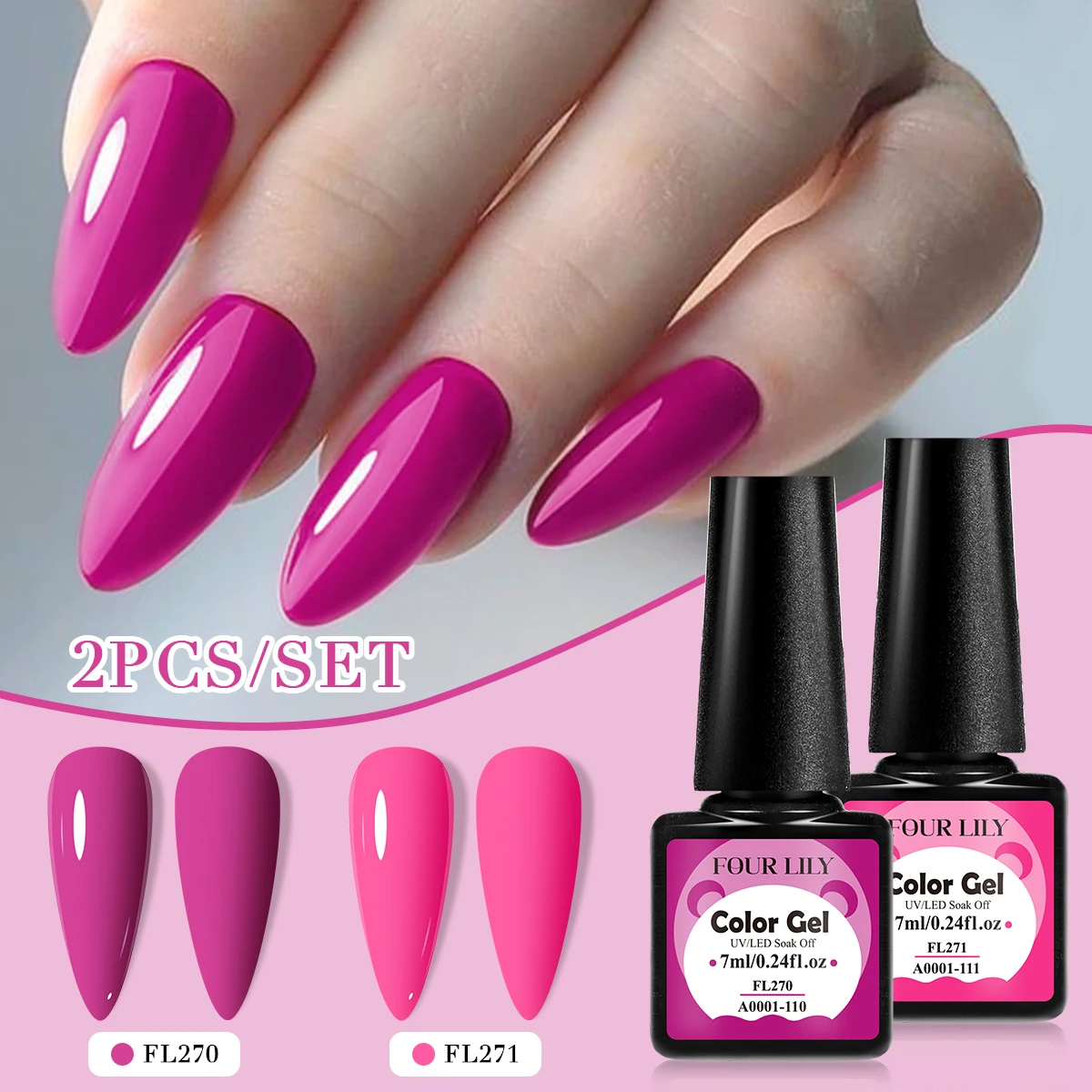 2pcs Gel Nail Polish Kits Pink Red Green Glitter Long-Lasting Nail Art Gel Set for Nail Salon DIY Manicure Soak Off UV Vernis