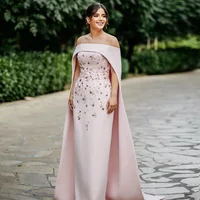 Vestido de noche lujoso con hombros descubiertos, columna de capa, vestidos de noche para mujer, lentejuelas, cuentas de cristal, vestidos formales elegantes largos