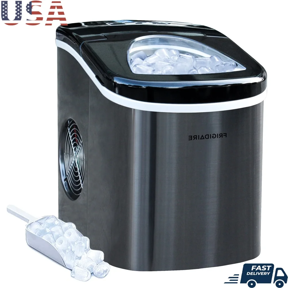 

26lb Countertop Ice Maker Electric Stainless Steel LED Display Compact Design Ice Nugget Maker with Ice Shovel and Drain Plug