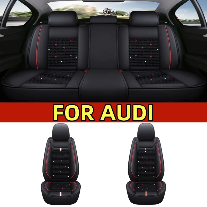 

FOR AUDI Car seat cover with ice silk breathable PU leather spliced full 5-seat car seat protection cover for all seasons