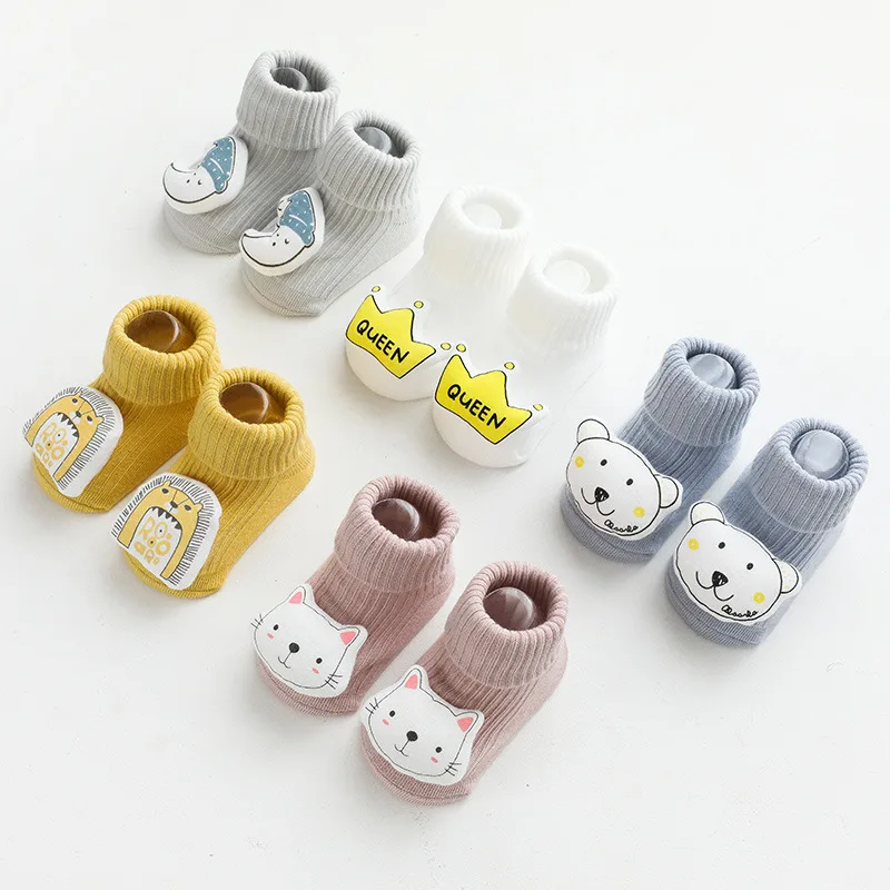 Cute Doll Baby Stockings Spring Autumn Leg Warmer Kids Long Socks 0-3Year Boy Girl Kids Anti Slip Floor Sock Solid Cotton Socks