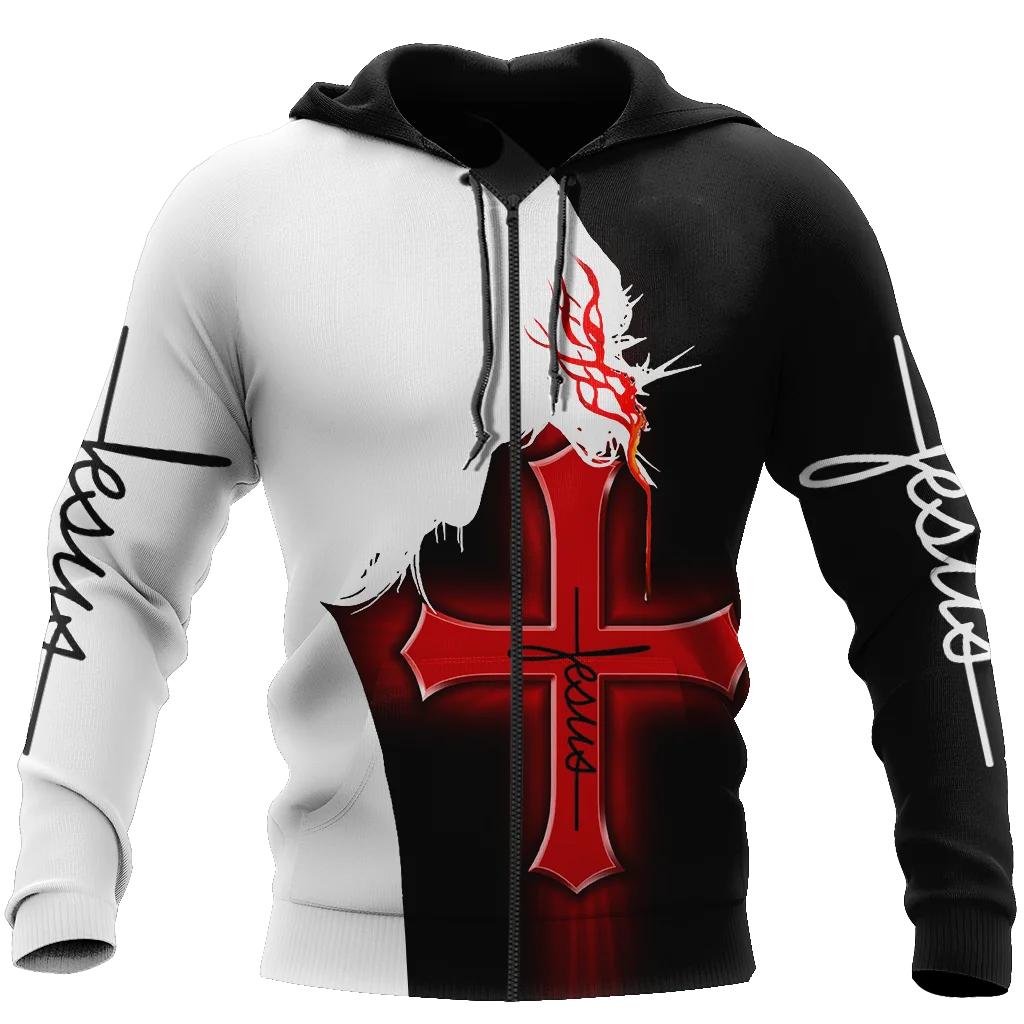 

Hot Fashion Simplicity 3D Printing Men's Zipper Hoodie Cross God Autumn And Winter Jesus Casual Long Sleeve Men's Oversize tops