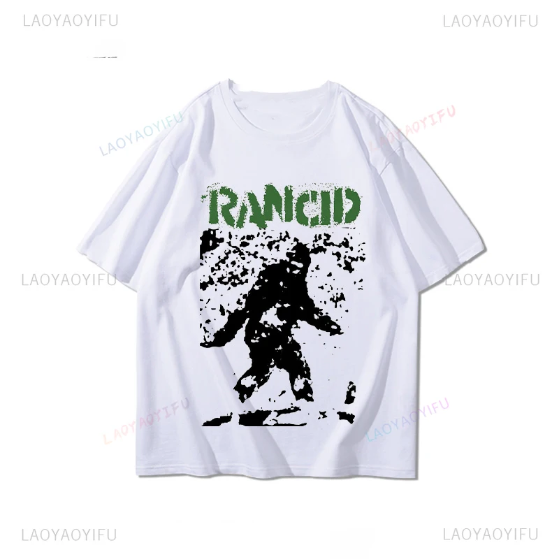 Rancid Band Short Sleeved T-shirt for Men's Summer American High Street Print Cool Pure Half Sleeves Trendy Printed T-shirt Top