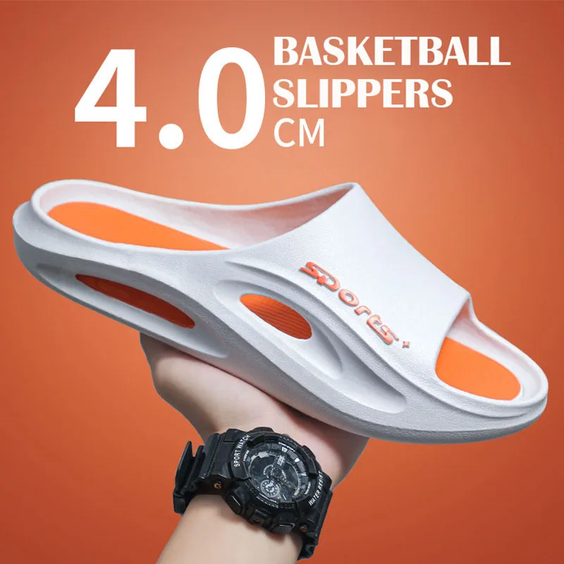 Trendy Basketball Slippers for Men in Summer Outdoor Sports Wear Anti Slip PVC Odor Resistant Sandals Basketball Slippers