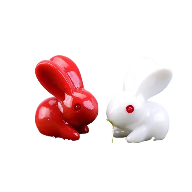 10pcs Red and White Rabbit Doll Fairy Garden Miniatures DIY Assembles Toys Figurines Moss Micro-landscape Kids Gifts Home Decor