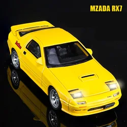 Mazda-modelo de coche deportivo de aleación RX7, vehículo de carreras de juguete de Metal fundido a presión, sonido y luz, alta simulación, regalos para niños, 1:32