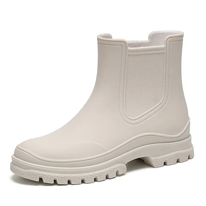 Botas de lluvia para mujer Tpe moda Chelsea botas bajas impermeables mujer versátil antideslizante ciudad caminar zapatos de lluvia galochas para adultos