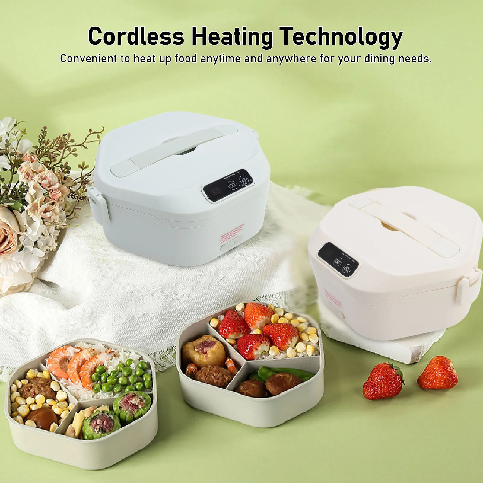 

Electric Lunch Box Multifunctional Adjustable Porcelain Liner Cordless Portable Food Warmer for Home Travel Portable Food Warmer