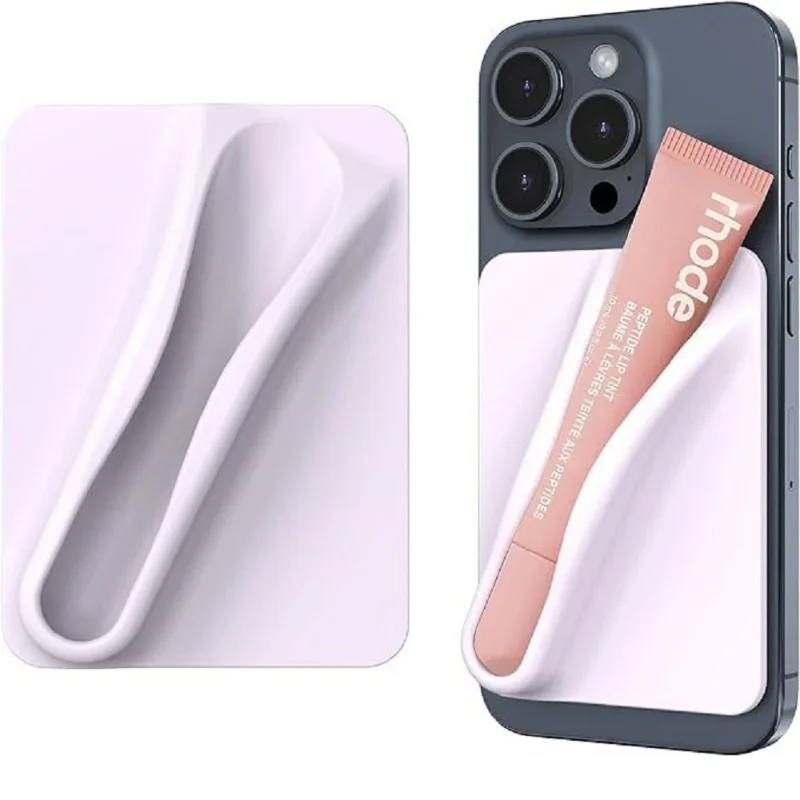 Supporto per balsamo per le labbra custodia per telefono supporto adesivo in Silicone morbido per IPhone 15Pro Max 14Plus 13 12Pro 11 supporto per Cover posteriore Set di lucidalabbra