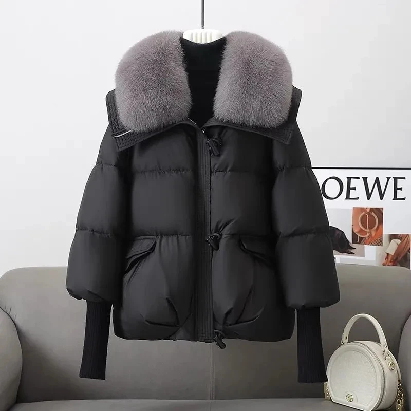 2026 Autumn Winter Big Fur collar Cotton Jacket Women's Short Korean version Loose Thick Coats Female Warm Parka Overcoat WJ724