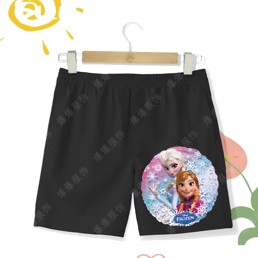 2024 New Multi Color Printed Disney Princess Children's Beach Pants Girl Cartoon Soft Fabric Comfortable and Quick Drying Shorts