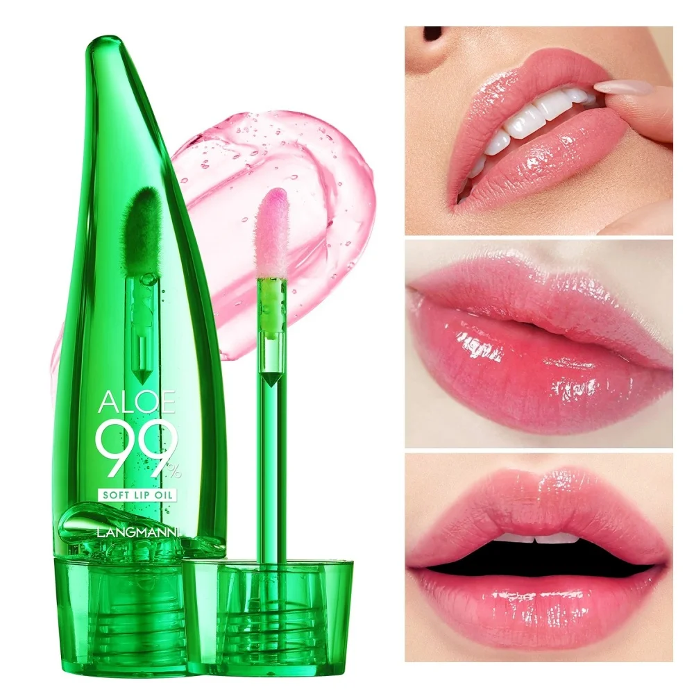 Aloe Vera Lip Gloss Lip Plumping Oil Long Lasting Moisture Lip Oil Antidryness Moisturizing Transparent Liquid Lip Care Product