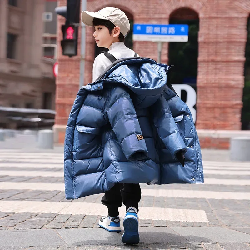 Children\'s down jacket Winter long down clothes for boys age 7-12 Thick glossy warm jacket kids winter jacket Kid winter clothes