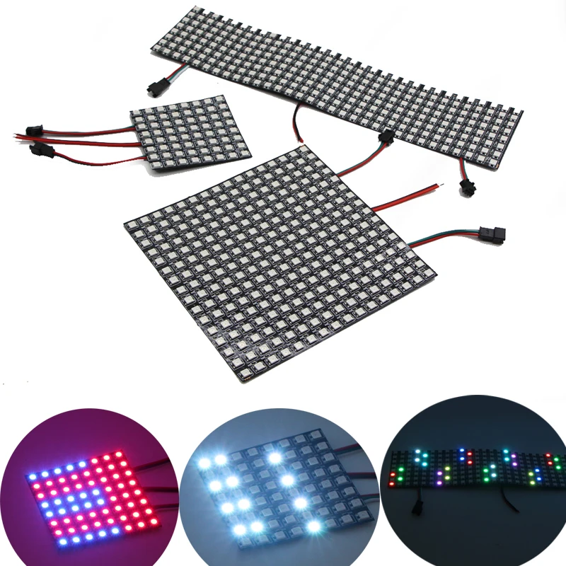 

DC5V RGB Matrix led Pixel module light 8*8 16*16 8*32 DIY Pixels WS2812B Panel Individually Addressable Car park ring angel eyes