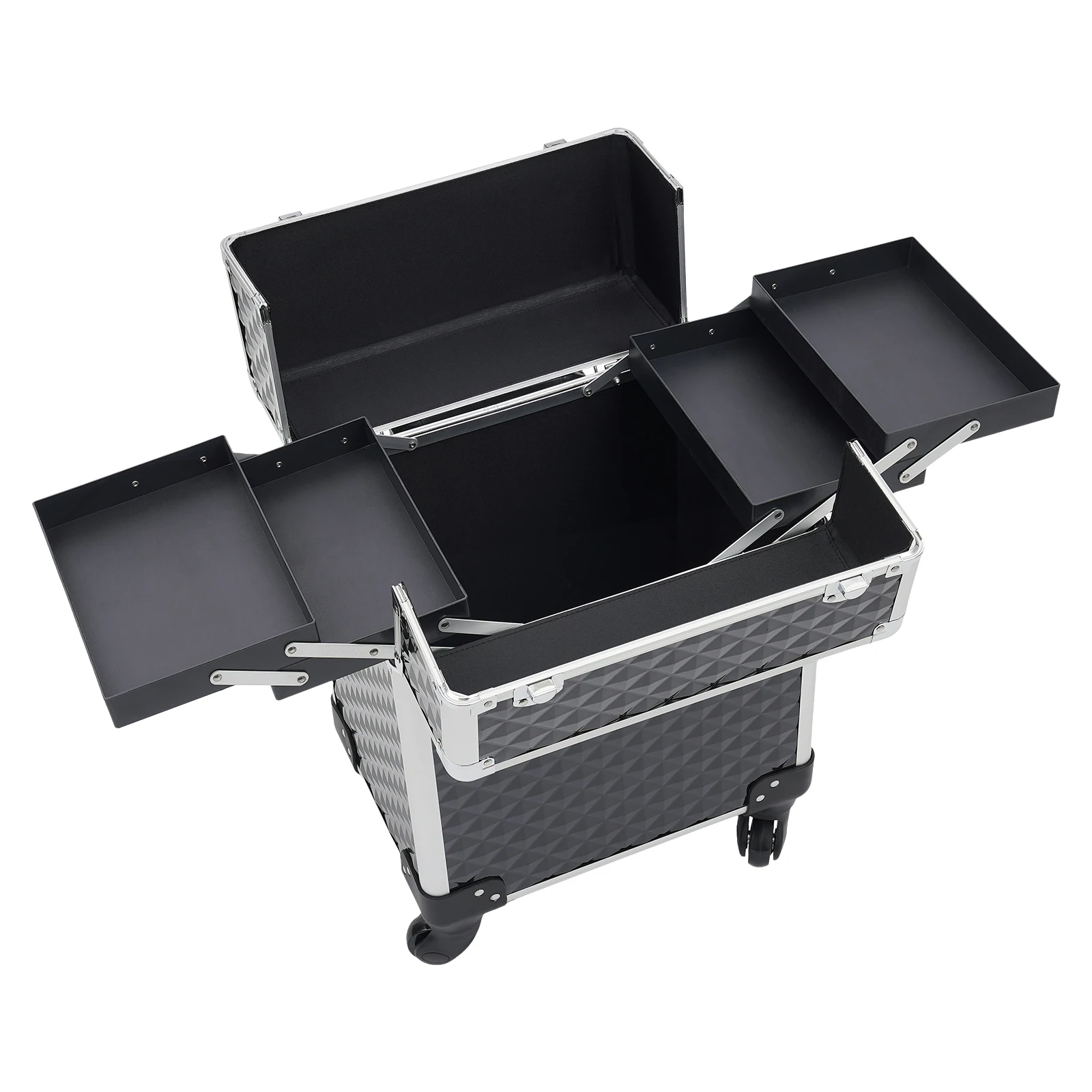 

Professional Vanity Case Large Multifunctional Vanity Case PVC and Aluminium Cosmetic Case for Beautician Makeup Artist