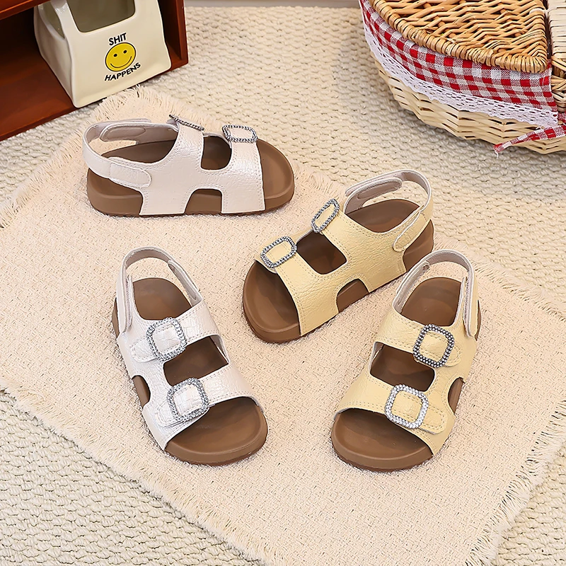 

Girls Casual Shoes Back Strap Korean Style Kids Princess Sandals Non-slip 2026 Summer New Children Fashion Sandals 23-37