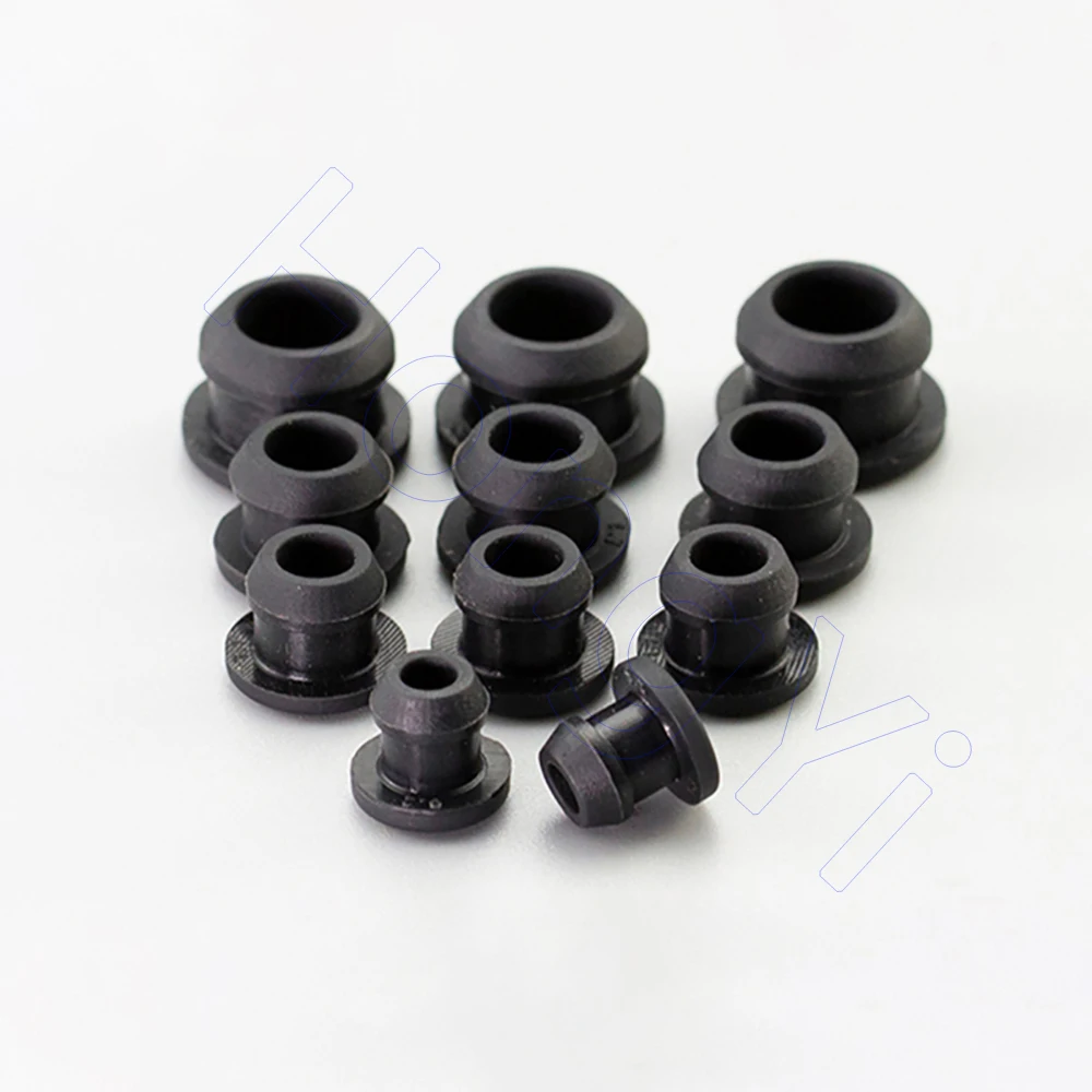 Hollow 12.5mm to 30mm Black Silicone Rubber Snap-on Hole Plug Blanking End Caps Seal Stopper