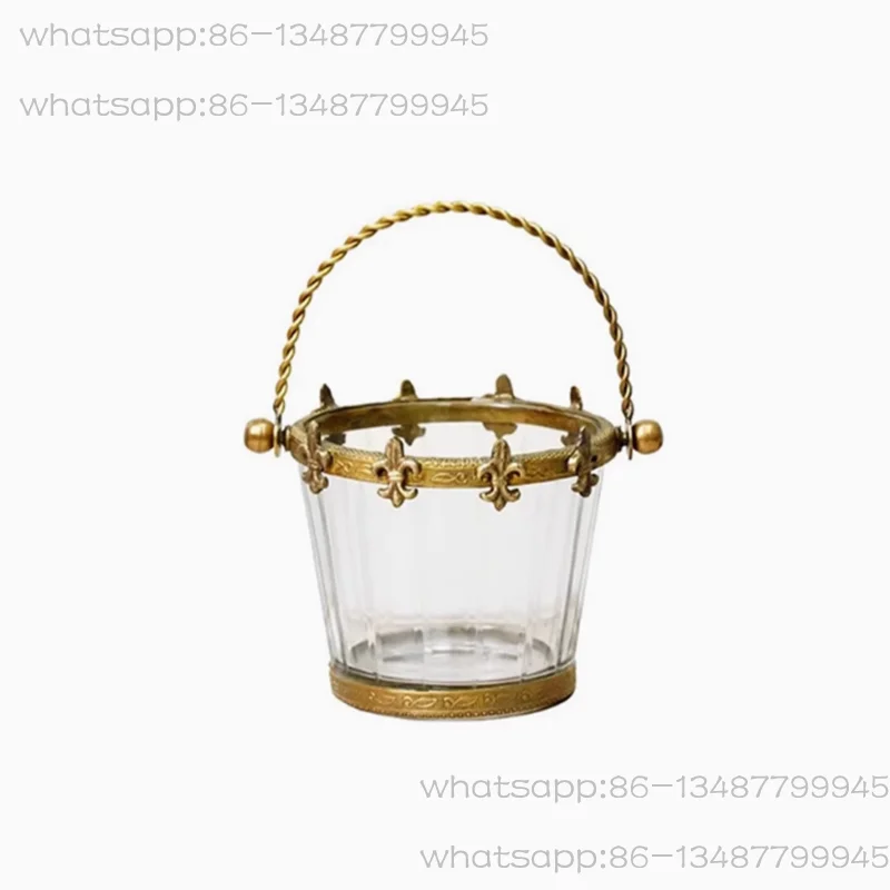 

Импортированное из Индии латунное стекло ручной работы в стиле ретро, ведро для хранения кистей для макияжа с ручкой, небольшой настольный держатель для ручек