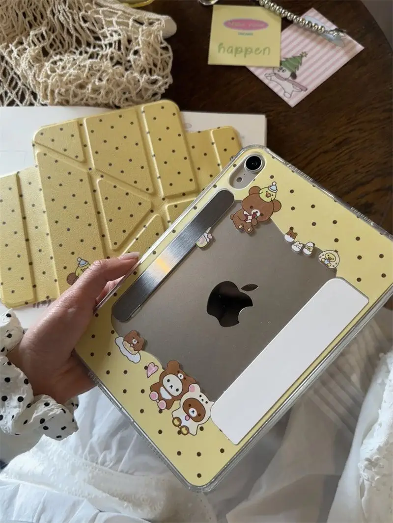 

Wave Point Easy Bear Case For iPad Air 11 Case 10th 11th A16 9th Cover iPad Pro 11 4 5 10.9in 12.9 M2 M3 M4 Mini 7 Pencil Holder