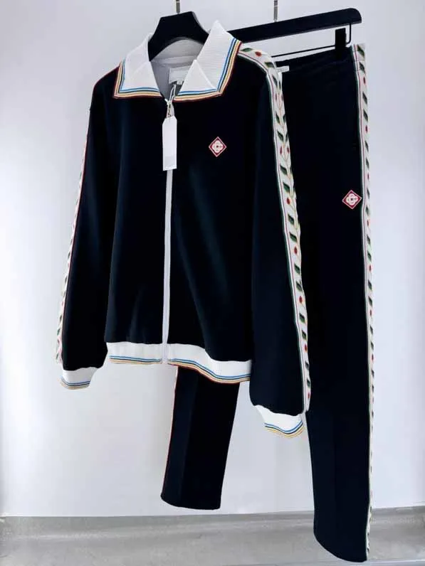 2025 Best Version Side Striped Logo Embroidery Women Men Track Jacket Suit Velvet 1:1 Caual Men Jacket Coat Pants