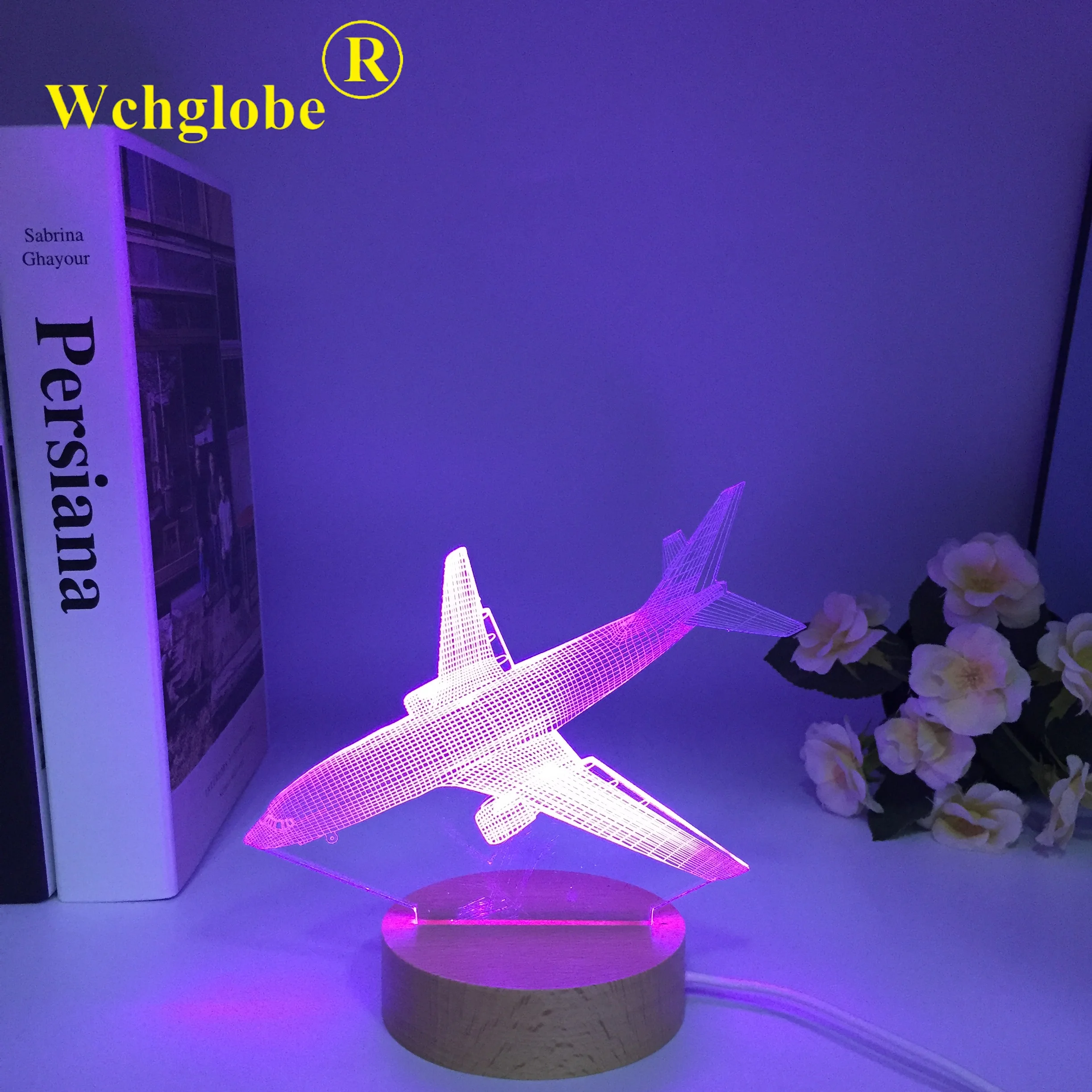 Airplane 3d Night Light Usb Wooden Table Decor Lamp Decoration Bedside Nightlight Child Birthday Christmas Gifts for Kids Boys