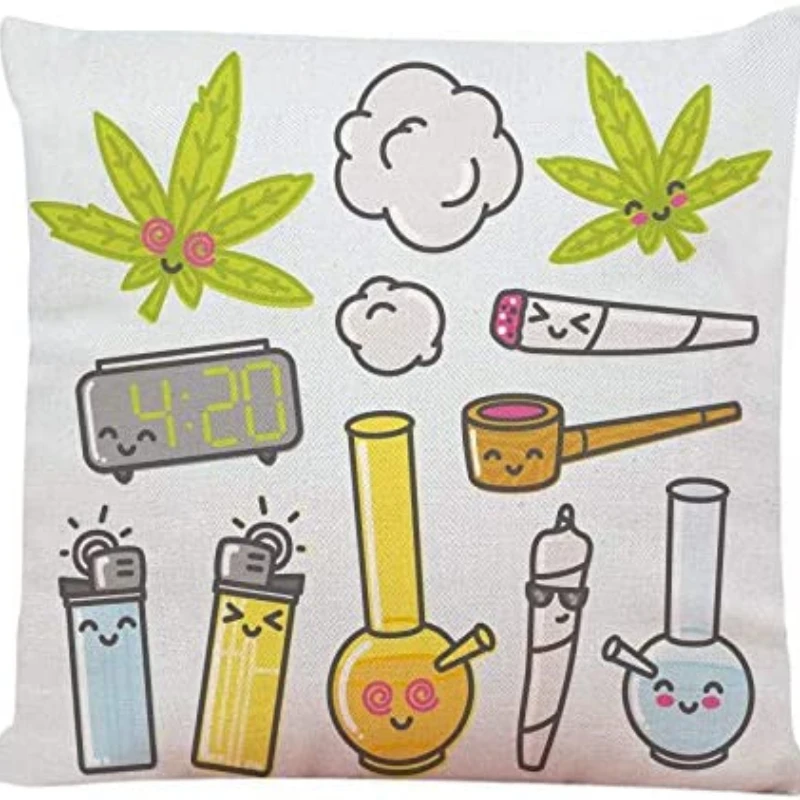 

Bong Marijuana Pillow Covers Decorative Kawaii Weed Leaf Pillowcase Case for Home Couch Living Room Bed Sofa Car Pillow case